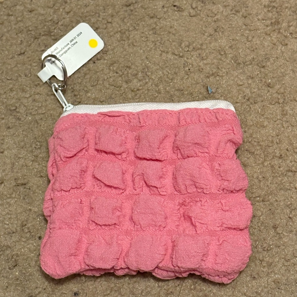 NWT pink puffed out keychain pouch